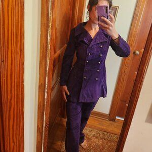 vtg 1960/1970s Purple Campus Casuals Crushed Velvet Pant suit Set Size 0/2